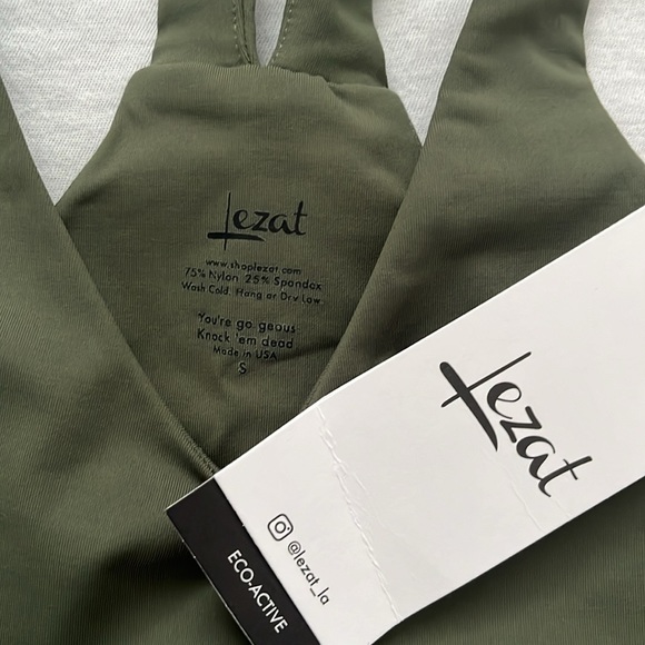 NWT Lezat eco-active, sustainable, activewear, workout set, olive green, Size S - Picture 9 of 16
